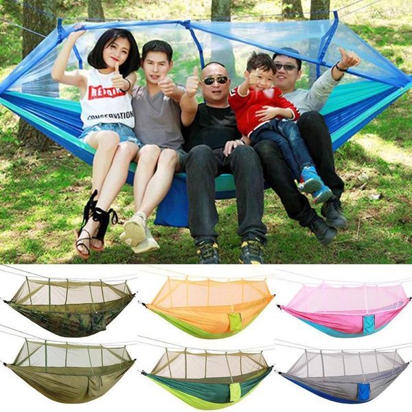 

portable camping jungle swing hammock mosquito net outdoor 1-2 person sleeping hanging bed strength parachute fabric sleep swing1