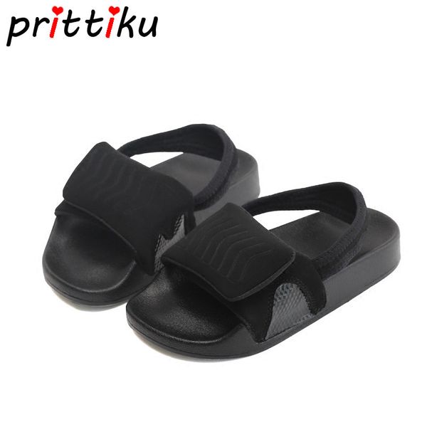 

summer 2020 baby toddler boy girl beach slide sandals little kid casual outdoor slippers children brand fashion flip flops shoes, Black