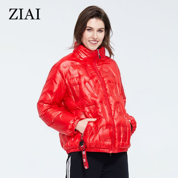 

ziai 2020 women jacket spring autumn short coat dark red warm waterproof parka collar ladies for outwear zr-3019x1016, Black;brown