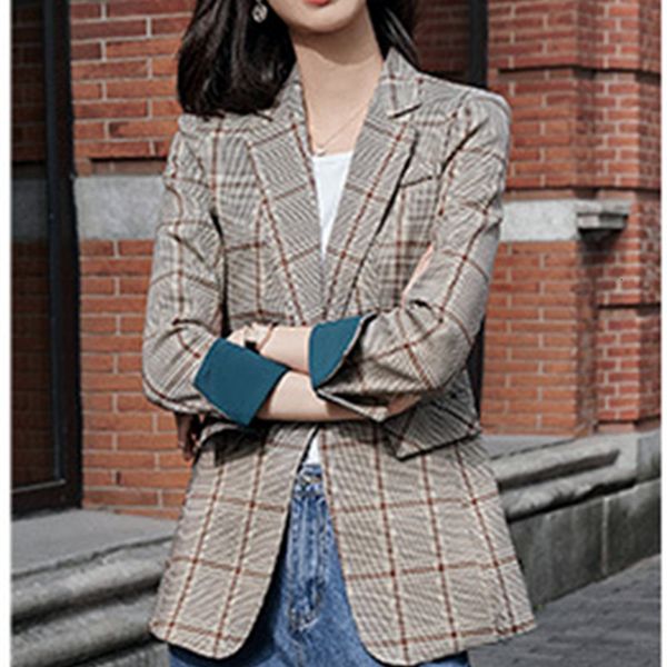 

new nx004 # size big plaid suit european and professional dress female small jacket suit, zf3o, White;black