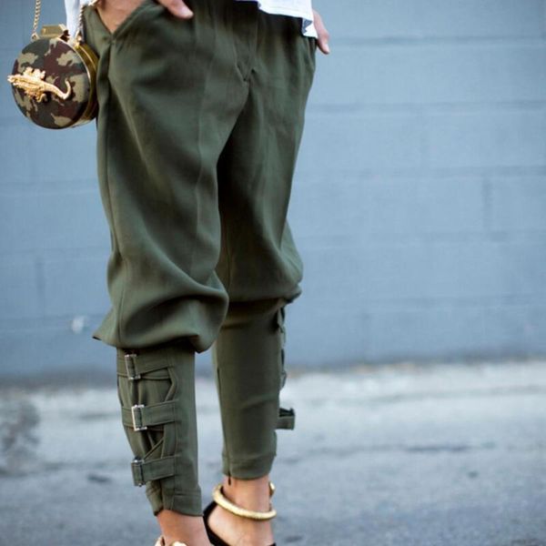 

with women's dress autumn pure new color casual bandage pants, Black;gray