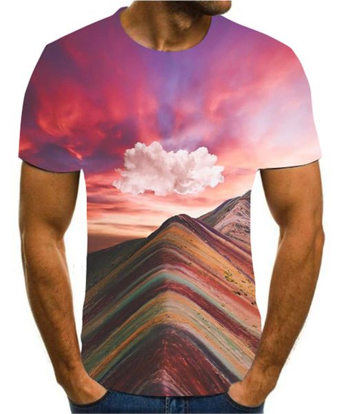 

3d new popular animation landscape creative art design colorful 3d print shirts aesthetic comics funny men clothing