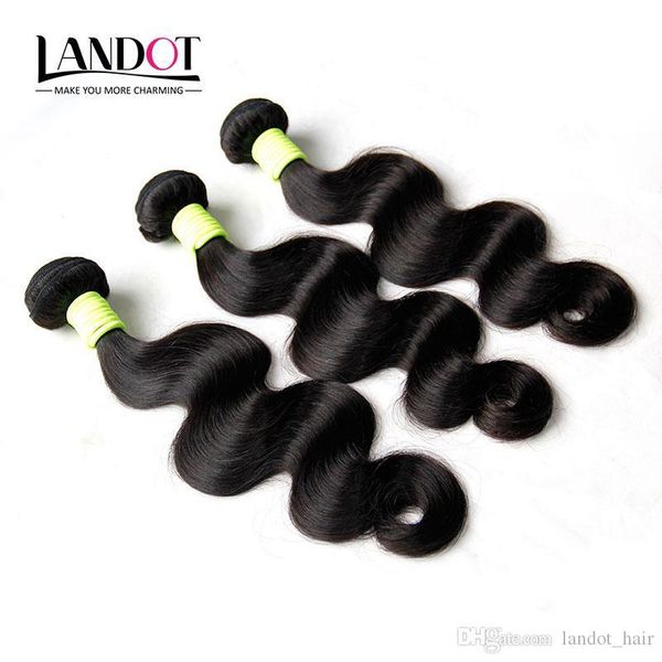 

3 bundles virgin brazilian body wave wavy human hair weaves 100% unprocessed 8a peruvian malaysian indian remy hair extensions natural color, Black
