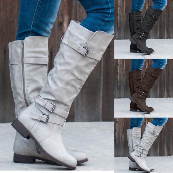 

women leather round toe slip-on high heel shoe over the knee cowboy knight boots, Black