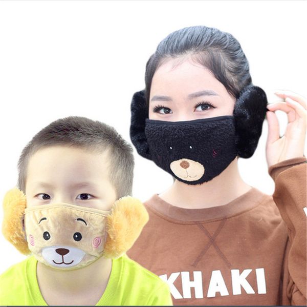 

cartoon face mask ear protector parent-child kids ear masks fleece mask dustproof mouth-muffle earmuffs windproof ear warmer e92902