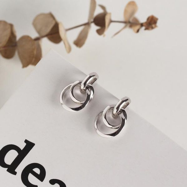 

geometric circle winding personality hollow round earrings 925 sterling silver hoop earrings simple style silver earrings