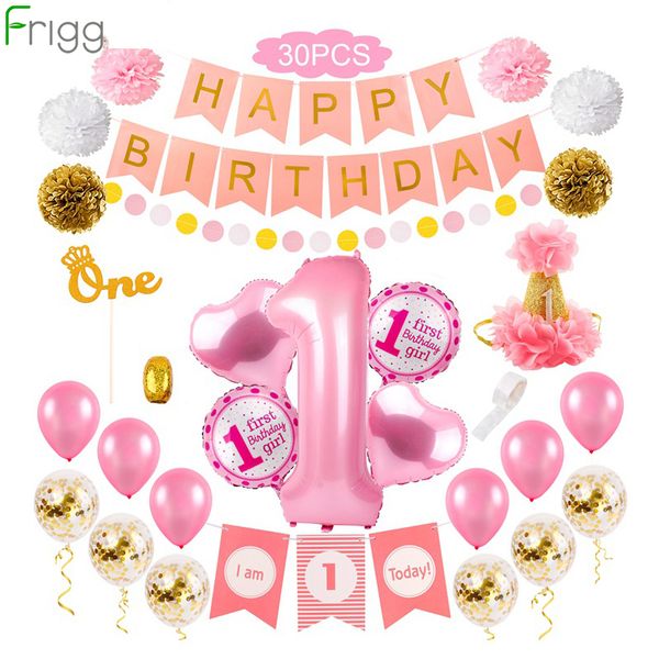 

frigg 1st first birthday girl party balloons 1 baby shower decorations one year old decor supplies