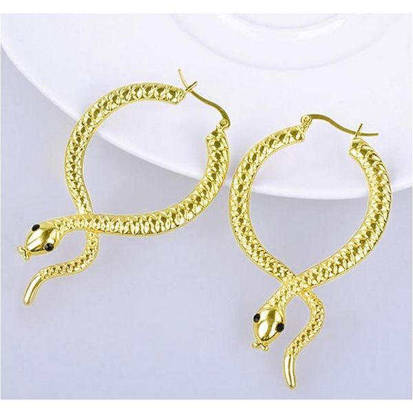 

women snake shape hoop earring animal ankae earring gift for love girlfriend fashion jewelry acce sqclsj queen66, Golden;silver