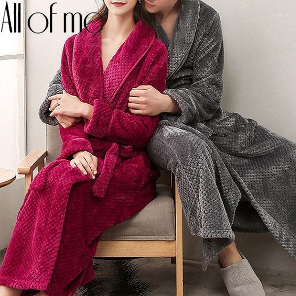 

thick nightgown warm pajamas winter flannel robes thicken lengthened couple nightgown women's coral fleece pyjamas homewear1, Black;red