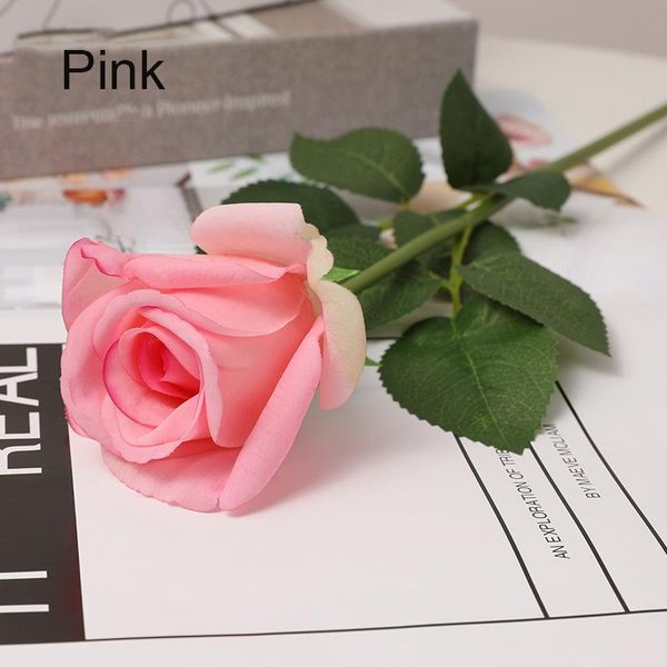 

5pcs single branch real touch moisturizing rose artificial flower decoration home bride hand hold rose fake flower wedding decor