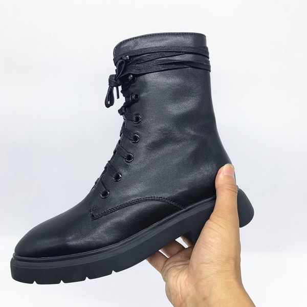 

2021 new fashionable black women autumn winter lace-up comfortable ankle boots size 33-42 q56q