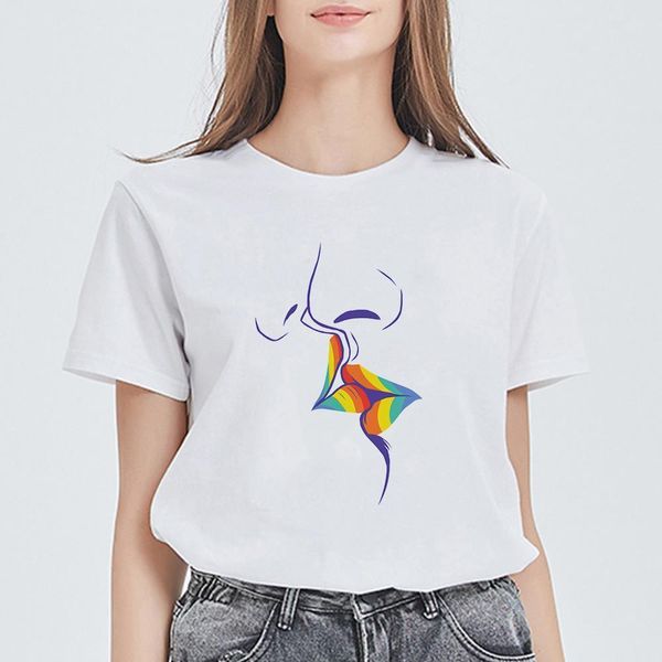 

new t shirt women hipster harajuku lgbt gym t-shirt streetwear beautiful tshirt plus size ropa mujer elegant casual top, White