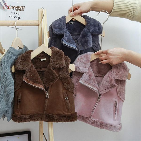 

fashion new girl fur vest real sheep shearing 2019 new baby autumn and winter vest children's clothing glovesh.1, Black;white