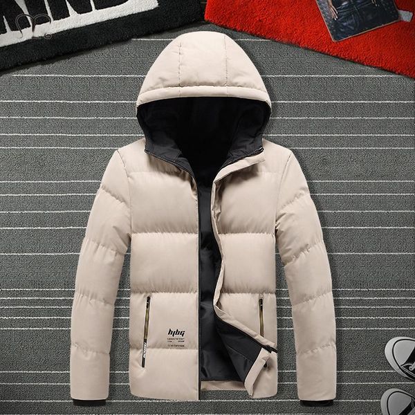 

men's down & parkas 2021 fashion jacket mens hooded streetwear coats zippper warm men clothing outwear black beige army windbreaker ove