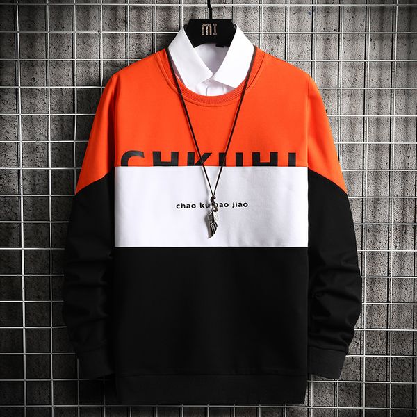 

crewneck sweatshirt men patchwork oversized japanese streetwear hip hop black hoodie sweatshirts hoodies kg-2