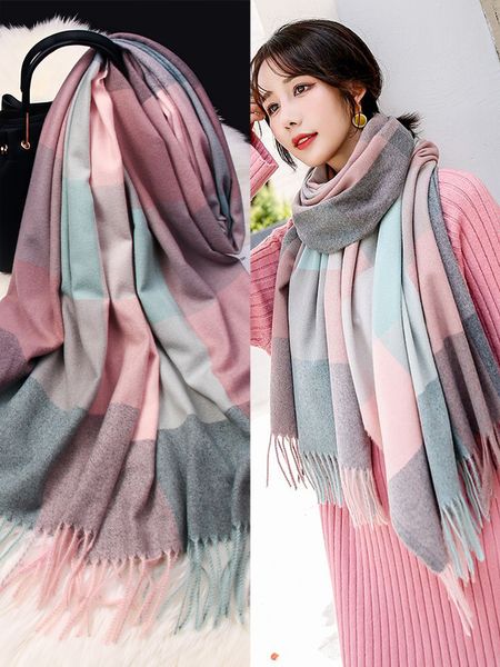 

scarf women autumn winter korean version versatile spring thin lovely girl students ins fashion warm shawl dual purpose bib, Blue;gray