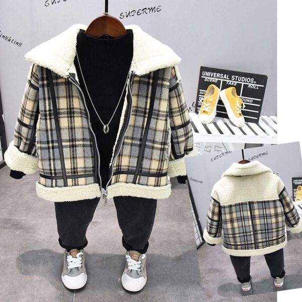 

children's clothing plush coat winter 2020 zipper for boys, Black