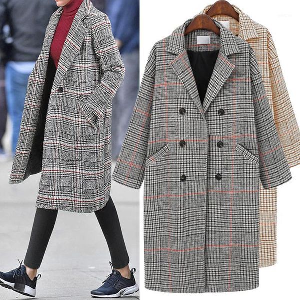 

fashion korean coat lady check coat women's jacket winter warm jacket faux splice zipper plaid stripe outerwear gh61, Black