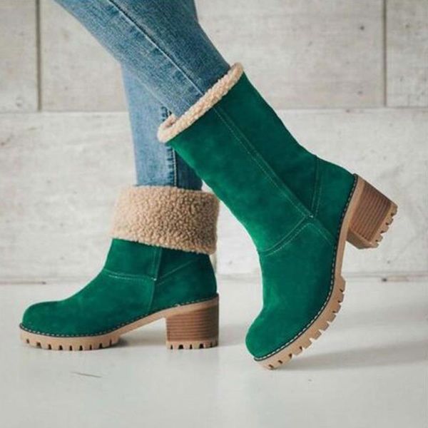 

winter snow boots женщины женская обувь повседневный высоких каблуках платформы женская теплая обувь 2020 новый flock мех женские замшевые б, Black