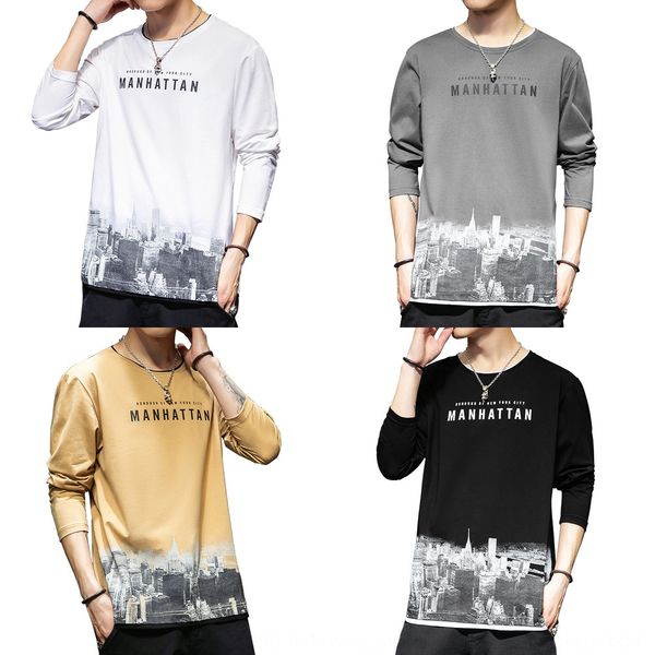 

2020 casual men's long-sleeved spring and autumn new korean style fashionable men's half t-shirt sweatersweater sweater round neck, Black