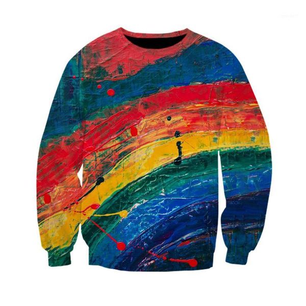 

men's hoodies & sweatshirts 2021 men clothes hip hop anime streetwear 3d print rainbow art sweatshirt teens loose thin trends mens1, Black