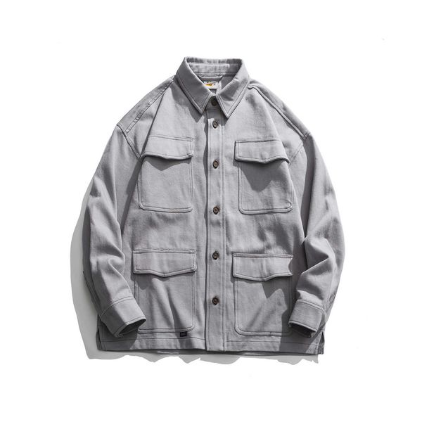 

wuhang 2021 spring loose tooling jacket men's casual coat ins fashion clothes o014, Black;brown