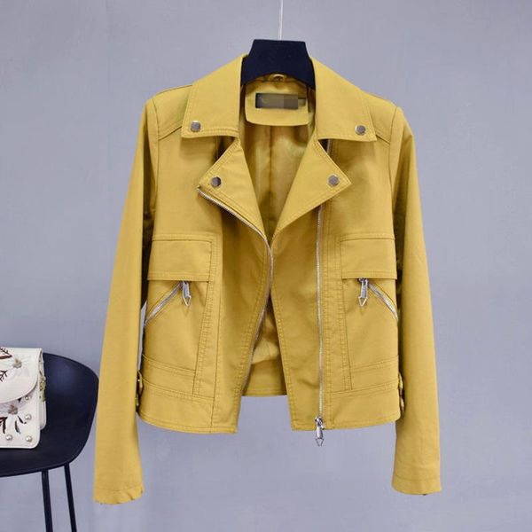 

women's leather jacket 2021 spring new slim short leather coat women jackets fashion leisure women's motorcycle clothing, Black