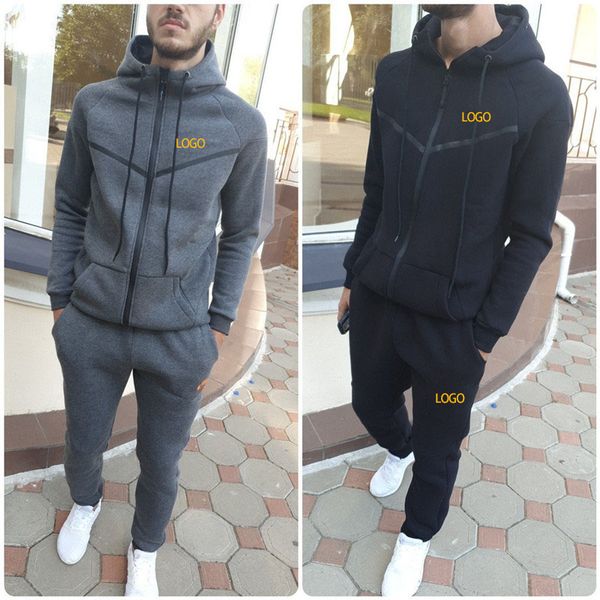 

Casual Designer Tracksuits Sport Mens Tracksuit Hooded Luxury Tracksuit for Men Outdoor Spandex Hook Letter Embroidery Spring Autumn, Gray