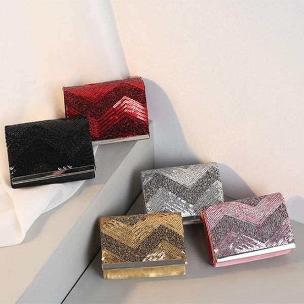 

new fashion sequins black/gold 5 colors women sparkling evening clutch bag elegant ladies long chain shoulder crossbody handbags