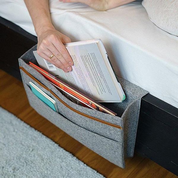 

storage boxes & bins bedside bag convenient felt hanging organizer box with inner pockets for bedroom dorm household items child1