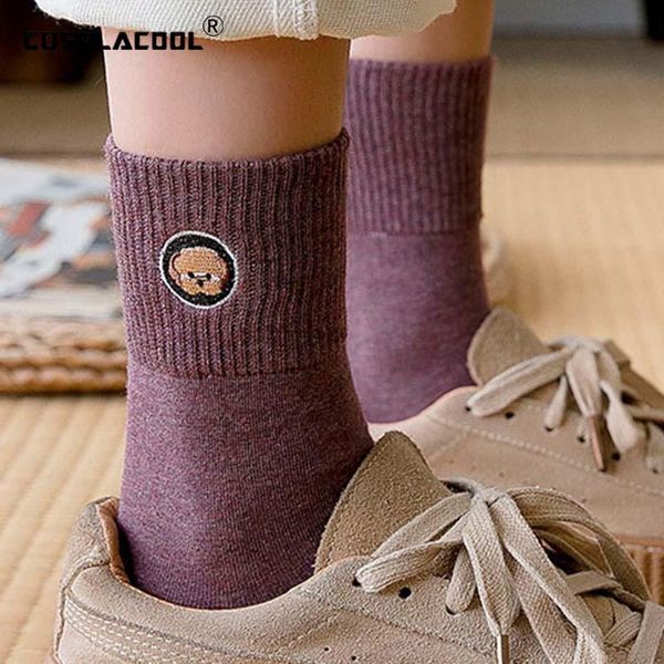 

socks & hosiery [cosplacool]warm ab different embroidery pug funny animal harajuku creative cute women divertidos calcetines sokken, Black;white