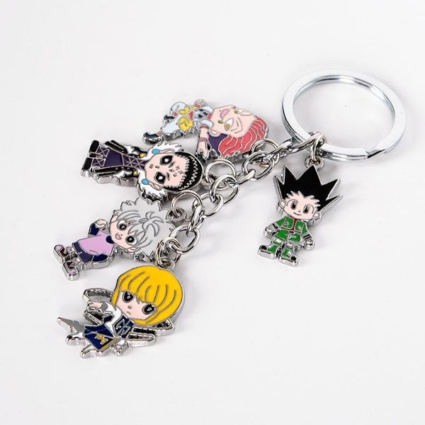 

anime x keychain gon killua zoldyck kurapika hisoka metal figures keyrings for women and men fashion car key chain1, Silver