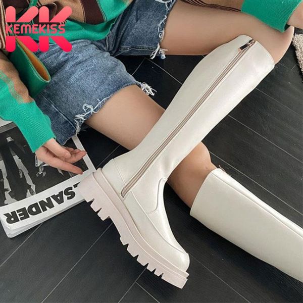 

boots kemekiss size 33-43 women knee fashion platform zipper high heel winter shoes woman warm long boot lady casual footwear, Black