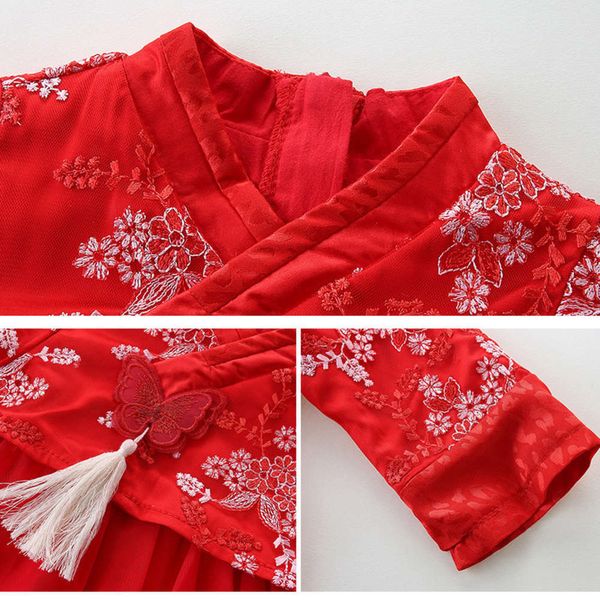 

2021 girls' spring heavy ftive drs industry embroidery tang costume hanfu nubao new year's clothing 2109 1qmt, Red;yellow