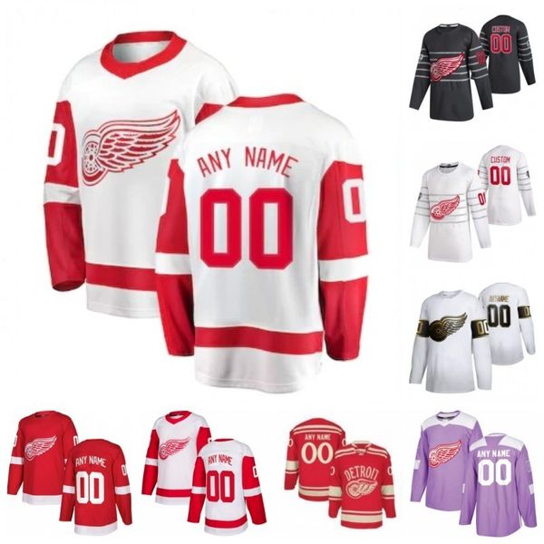 

custom detroit red wings filip hronek frans nielsen jonathan ericsson luke glendening adam erne alex biega 2020 hockey jersey stitched, Black;red