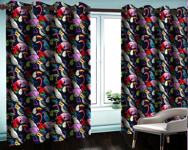 

3d modern curtain digital print 3d curtain various smart birds living room bedroom kitchen window 3d blackout curtains