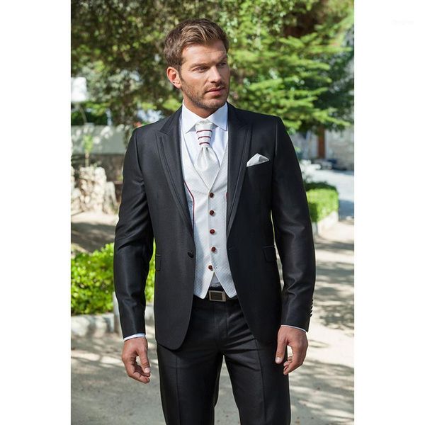 

2020 new arrival mens suits tailored suit charcoal wedding suit for men groom tuxedos groomsman jacket+pants+tie+vest1, White;black