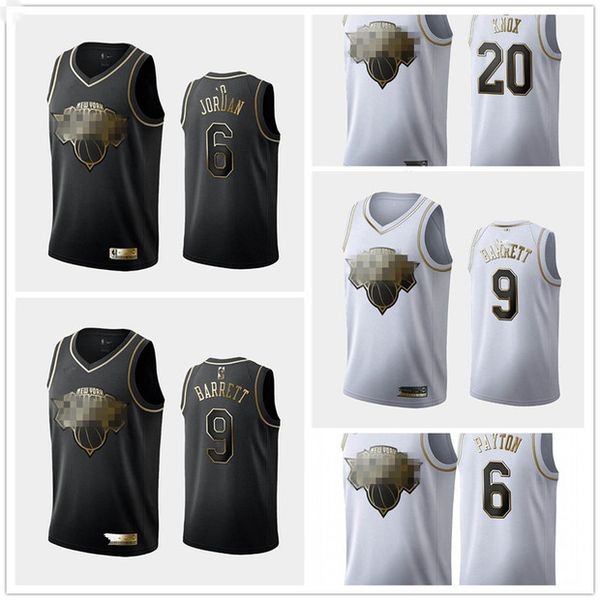 

2020 mens new york men rj barrett kristaps porzingis swingers black white golden edition knicks basketball jersey