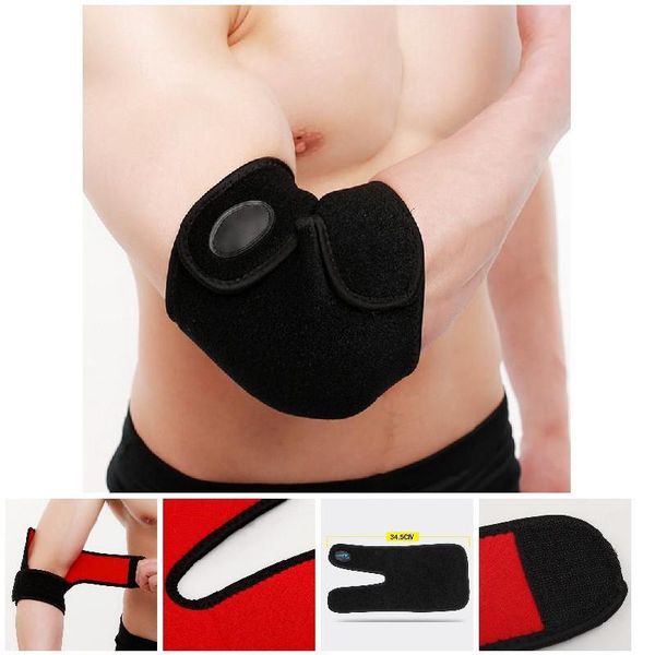 

1 pc left/ right elbow support brace relief pain pad adjustable elastic strong sports protector winding tape ldf668, Black;gray