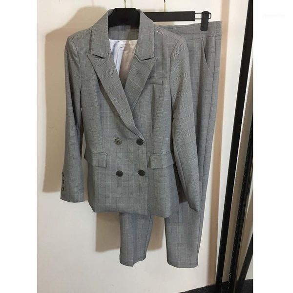 

women's suits & blazers 6.1 temperament plaid strapless women suit ladies blazer pants set business office work slim fit outfit sui, White;black