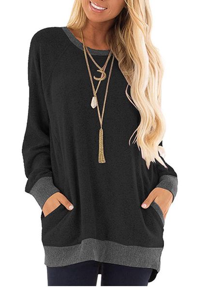 

women clothing autumn spring shirts lady basic t shirt new fashion long sleeve blouses crew neck t-shirt casual loose, White
