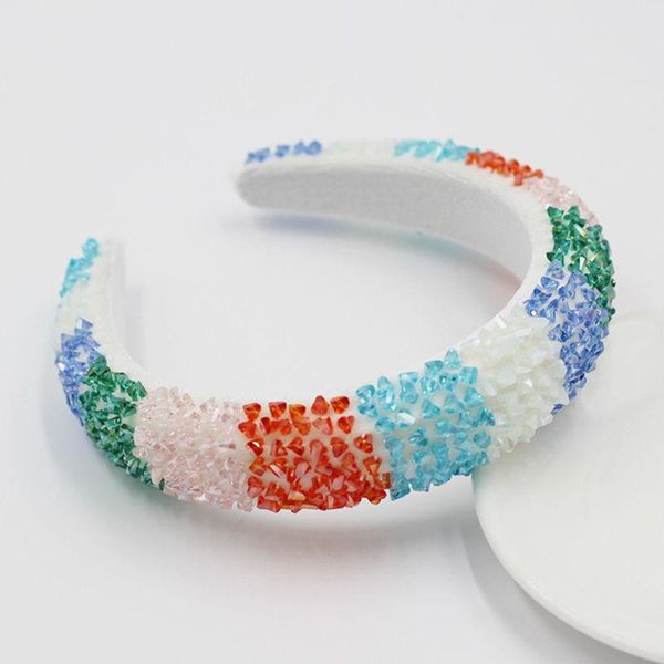 

women baroque sponge padded bandana mutlicolored crystal jewelry party headband