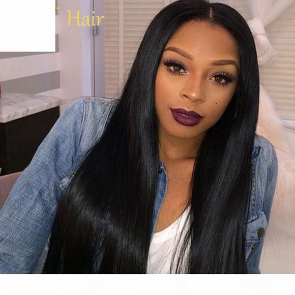 

jyz long straight full lace human hair wigs lace front human hair wig with bleched knots full lace wig peruvian virgin hair wigs, Black;brown
