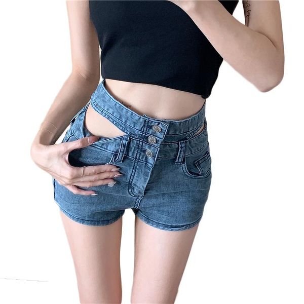 

2021 summer high waist denim shorts women casual ladies fashion double waist female denim jeans, White;black