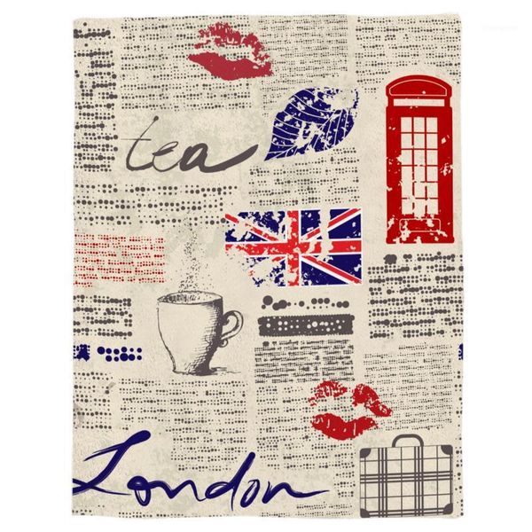 

london newspaper throw blanket portable soft bedspread microfiber flannel blankets for beds1