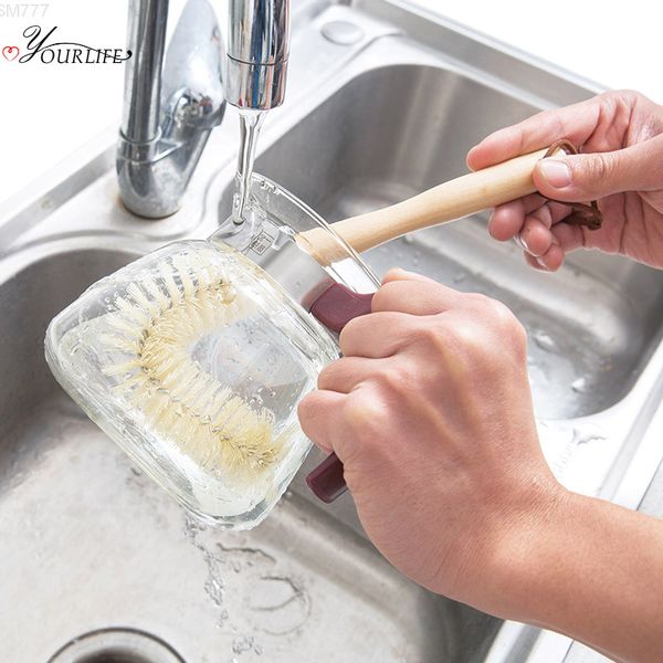 

oyourlife builder wood long steel cup brush glass milk flesh theepot cleaner scrubber home kitchen products