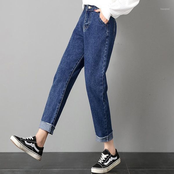 

pencil pants women pants pockets patchwork high waist loose water wash jeans women streetwear straight jean femme blue cotton1