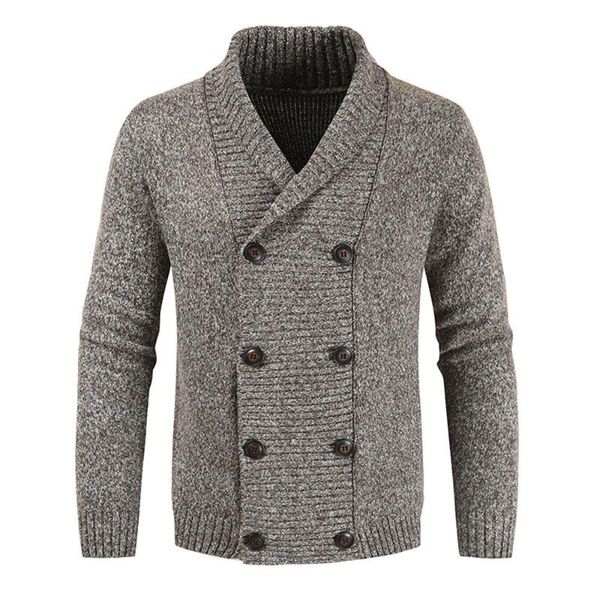 

men's sweaters casual style sweater autumn winter fashion loose simple designer lapel double breasted long sleeve knit cardigan, White;black