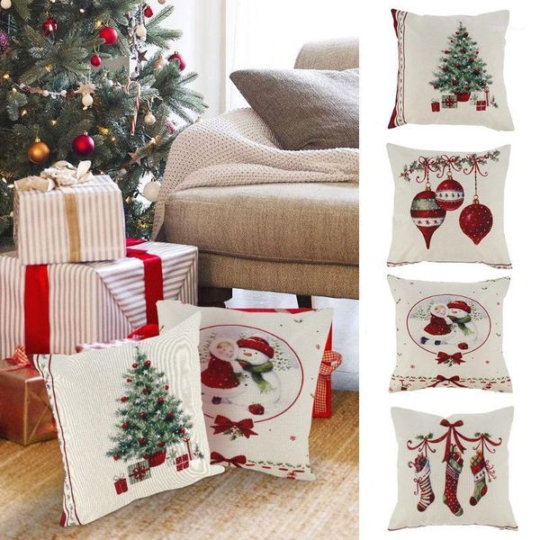 

christmas decoration cushion cover cartoon santa claus printing pillow case party christmas decoration linen sofa cushion cover1