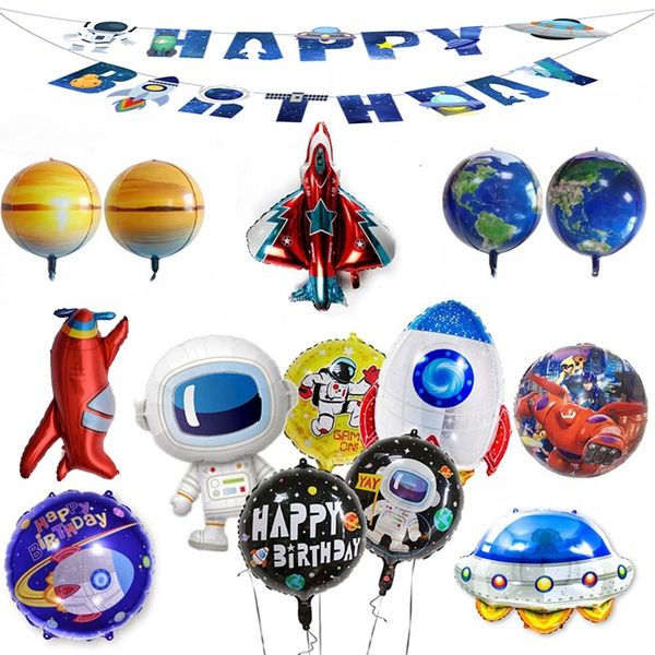 

1pc outer space astronaut rocket foil balloons birthday party for home decor favors helium globos new year